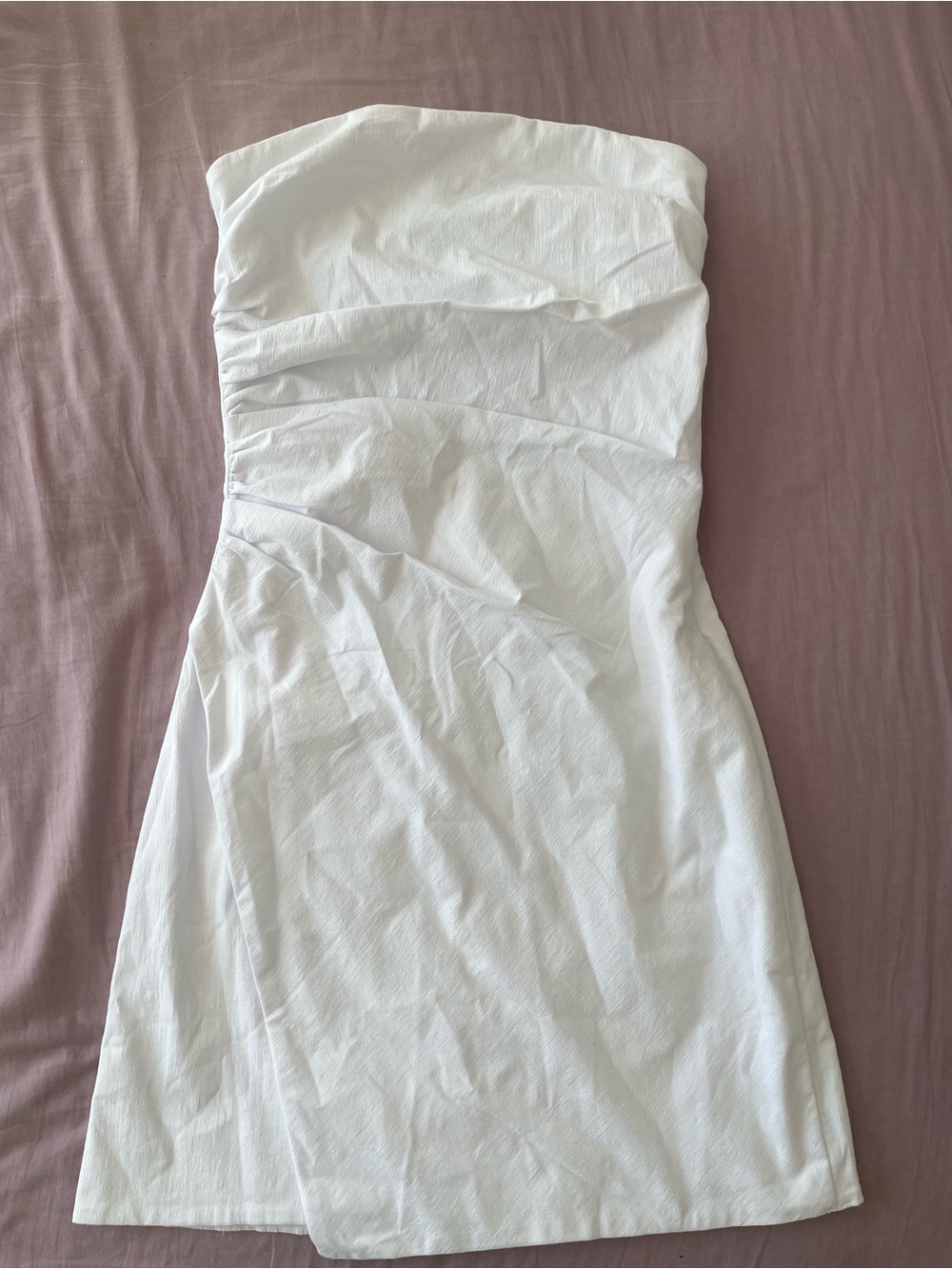 Abercrombie & Fitch Strapless White Ruched Mini Dress - Classic Summer Style